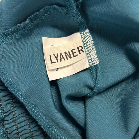 Teal Ruffle V-Neck Crop Top with Side Ties or tie in back - Picture 5 of 6